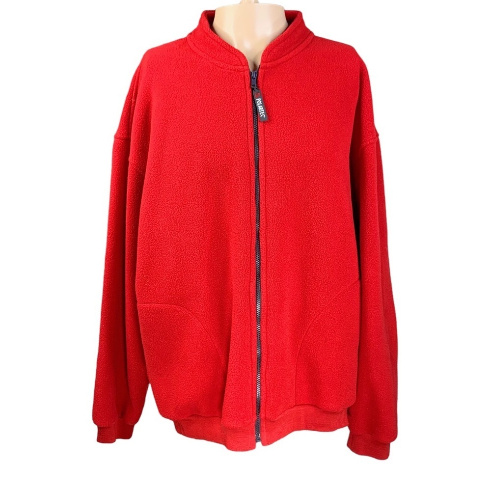 Polartec Fleece Jacket Large Lee Wind Vintage Red Dull Zip